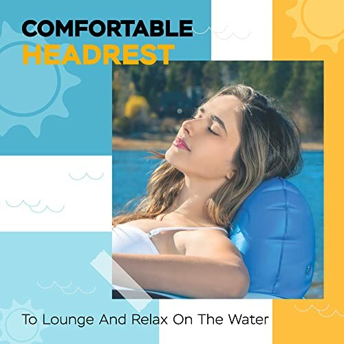 Person relaxing with a comfortable headrest on the water