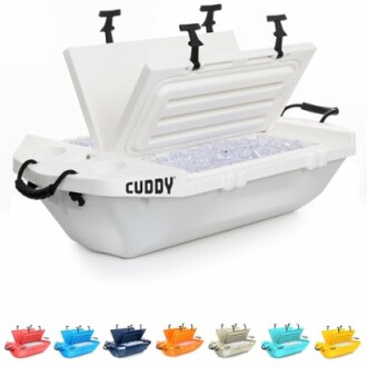 Cuddy cooler box with ice and color options
