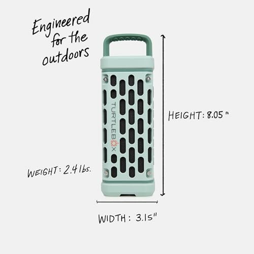 Portable outdoor speaker with dimensions and weight
