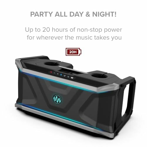 Large portable speaker with 20 hours of battery life.