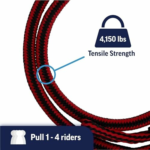 Tow rope with 4,150 lbs tensile strength label.