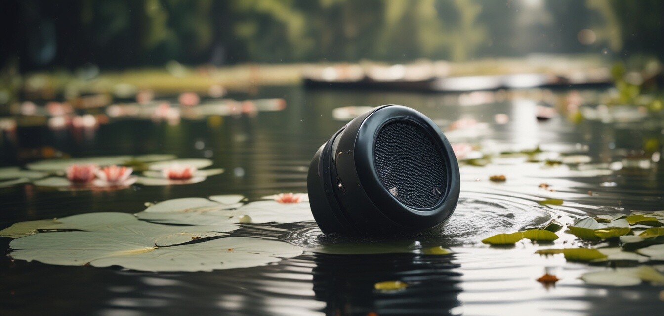 Waterproof speaker at lake